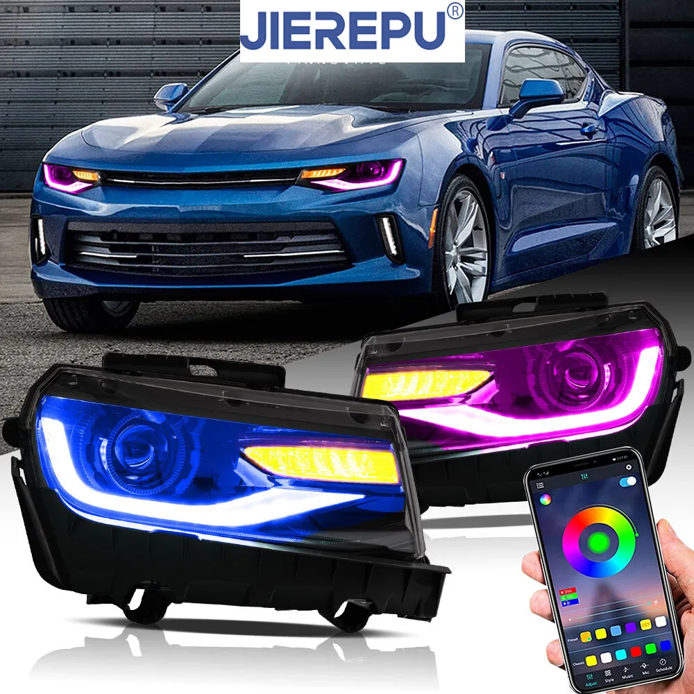 

1 пара светодиодных фонарей указателя поворота RGB для Chevrolet Camaro 2014 2015 года с двойным лучом и последовательностью