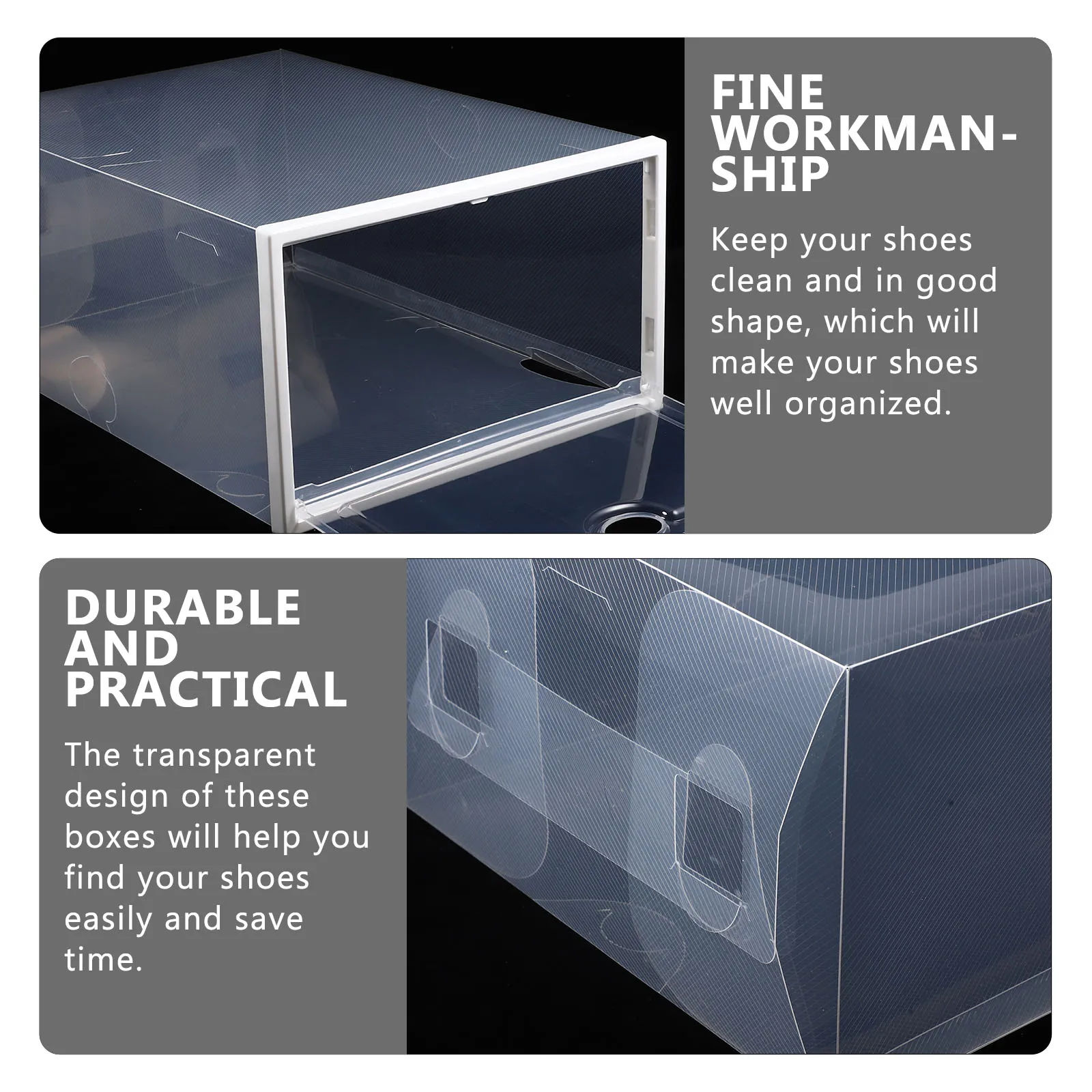 

5 Pcs Shoe Boxes 33x23x14cm Stackable Shoe Storage White Frame Stackable Storage ganizer for Sneakers High Heels