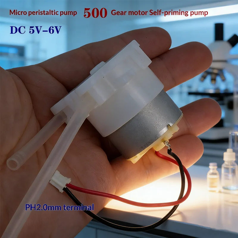 Metal Brush Geared Peristaltic Pump​ - 5V/6V DC, 500 RPM, for Precision Liquid Dosing, Lab, Ink & Water Transfer, Compact Design