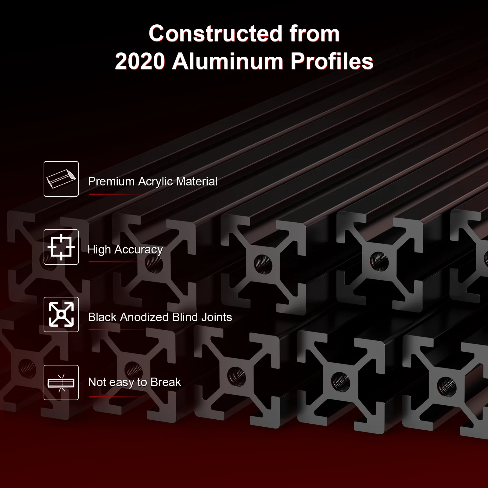 Extrusion Frame Kit 350mm for Voron 2.4, 2020 Aluminum Square Anodized Blind Joints for Voron 3D Printer Assembly Set