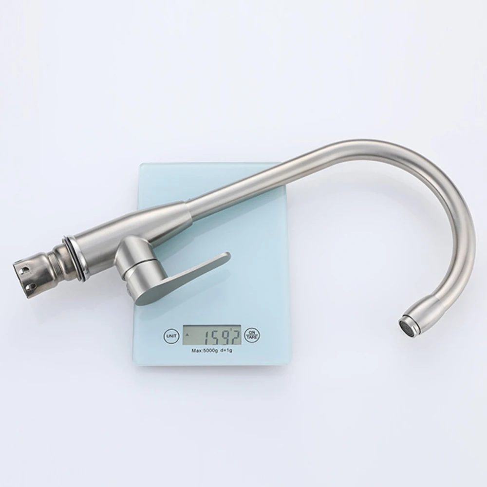 304 Stainless Steel Kitchen Sink Faucet ,360 Rotation Mixer Hot & Cold ,Ceremic Valve Core,Two Holes Installation By One Handle