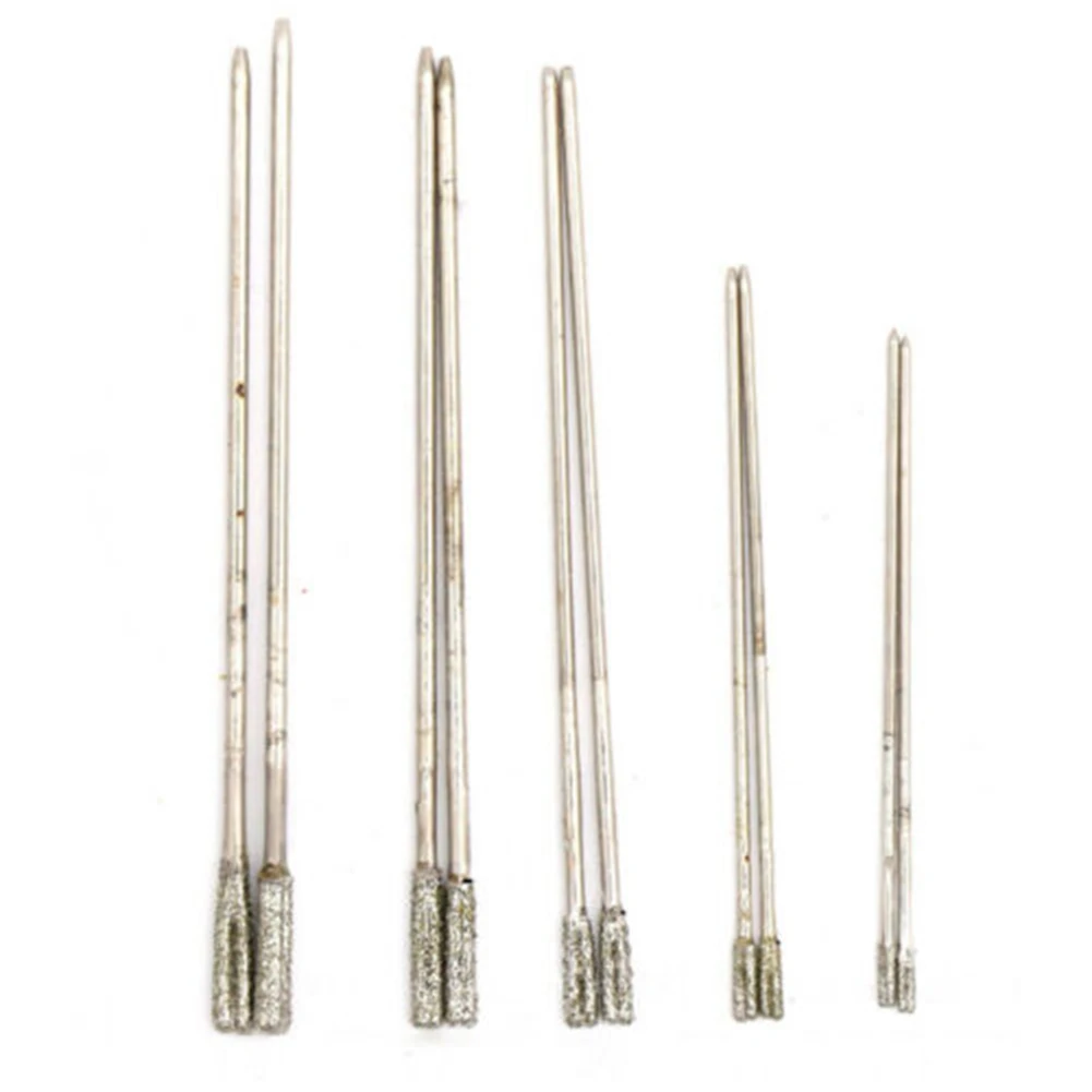 10 Pcs Drill Bit Set Coated Tipped 1mm 1.2mm 1.5mm 1.8mm 2mm 2.4mm For Glass Jewelry Stone Agate Ceramic Semiconductor