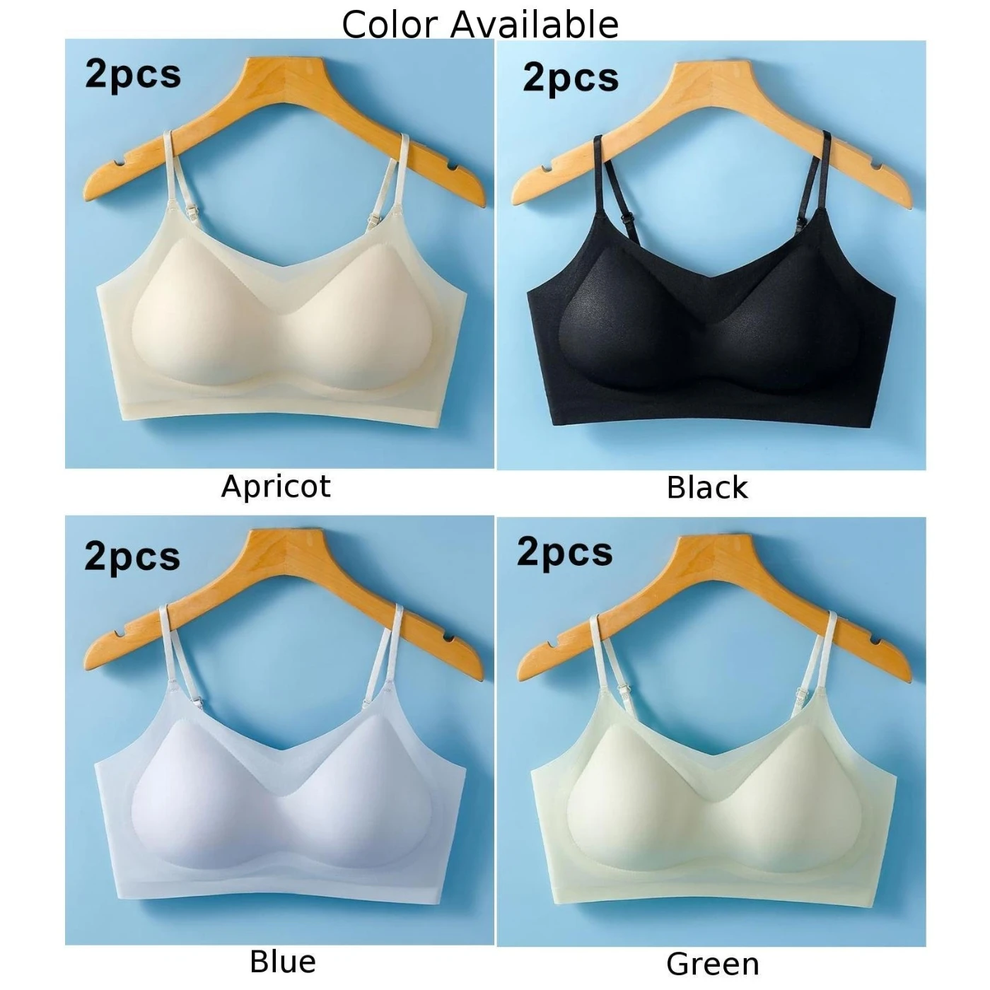 Casual V Neck Bra Ice Silk Cup Bra Womens V Neck Bra Comfortable Women Bra Ringless Bra Underwear Sleeveless Design