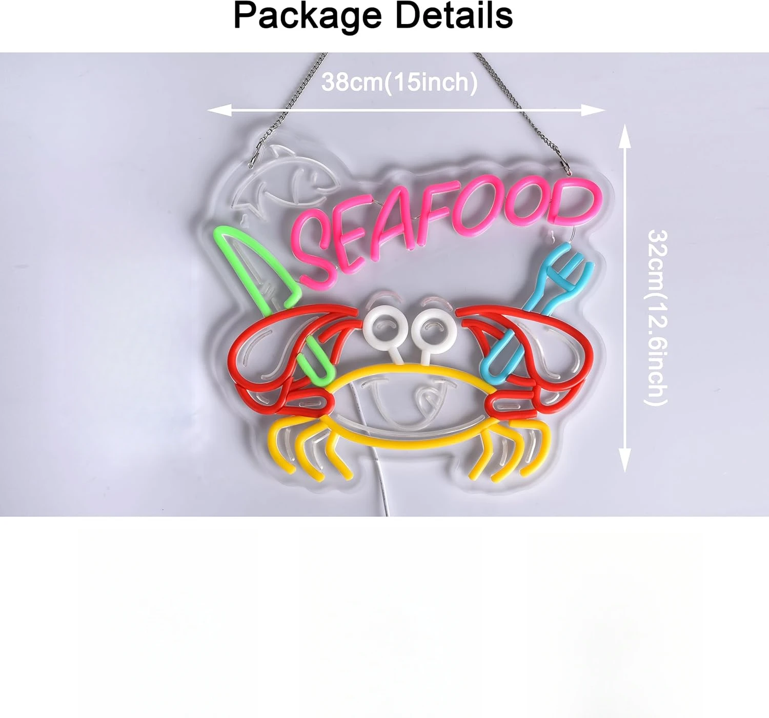 المأكولات البحرية النيون تسجيل عكس الضوء USB LED ضوء النيون معلقة لمطعم متجر السوق الاحتفال المنزل فائقة السطوع جدار ديكور الهدايا #5