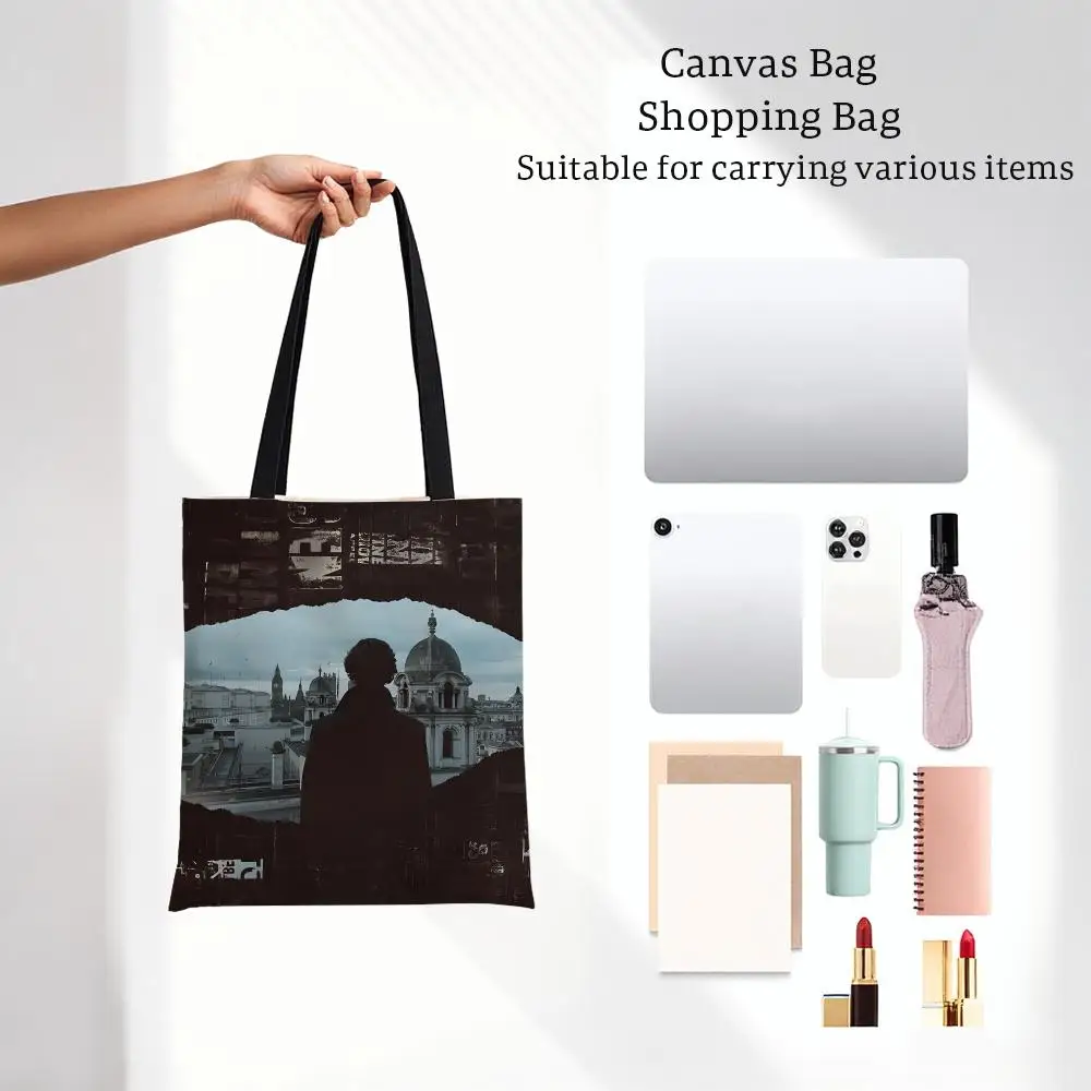 detective novel Sherlock Holmes Storage Bags Lightweight Printed Canvas Bag Portable Daily Shopping Shoulder Bag