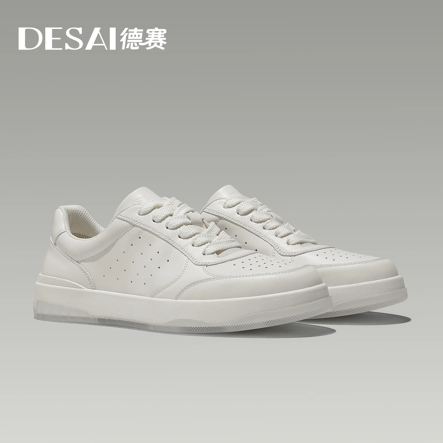 

DESAI Breathable and lightweight perforated leather shoes for men; versatile casual footwear with soft soles