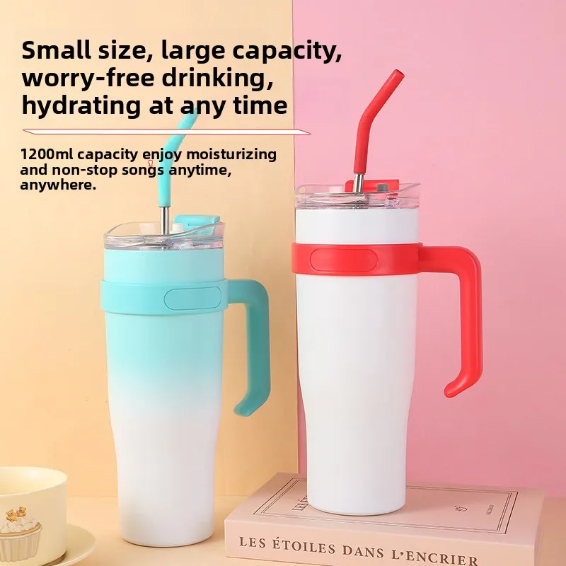 

40oz Cycling Sports Water Bottle 304 Stainless Steel Thermos Large Capacity High-value Ice Tycoon Straw Cup