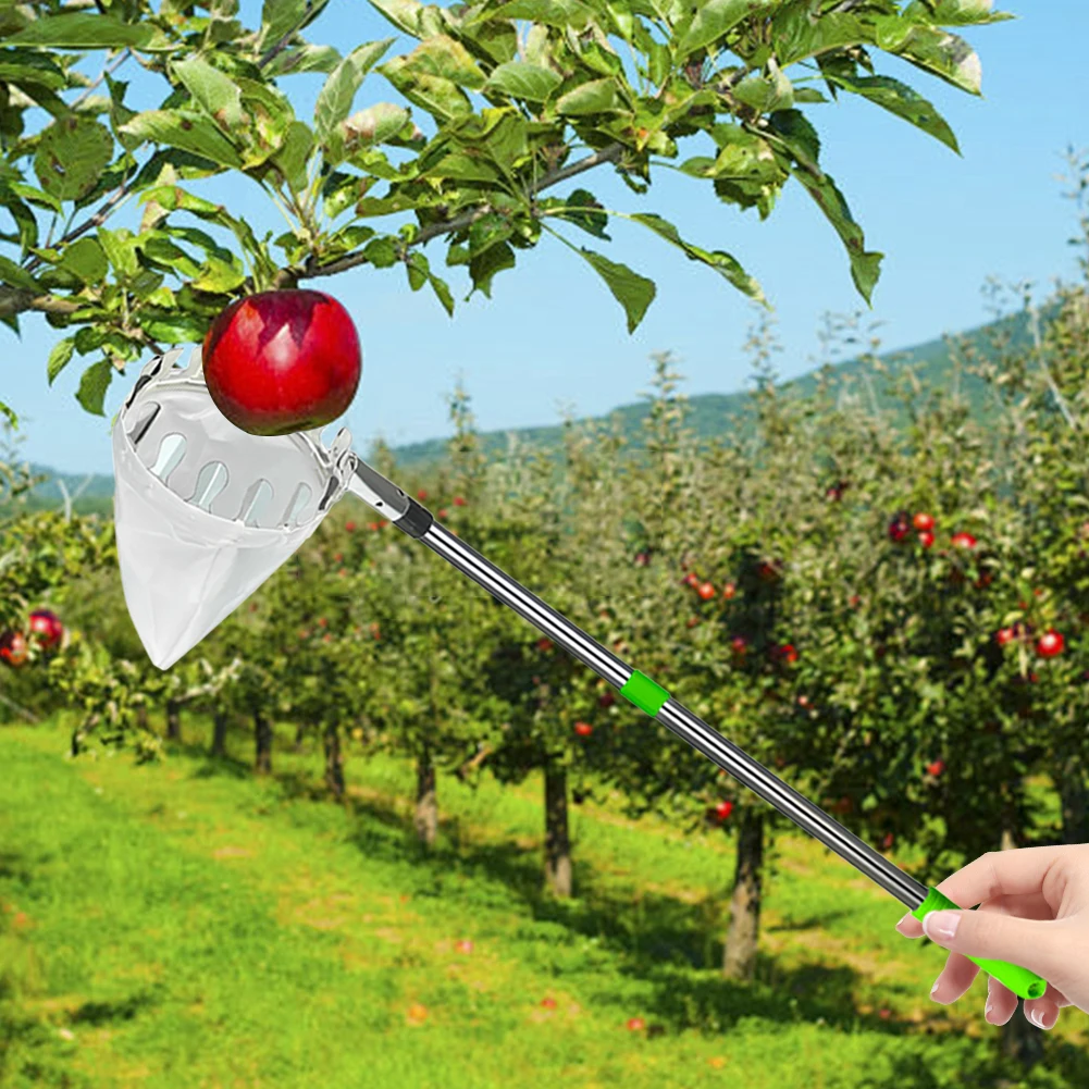 Fruit Picker Pole W/ Storage Bag Stainless Steel Pole Apple Picker Pole Splicing Rod Fruit Picker Orange Picker Tool Garden Tool