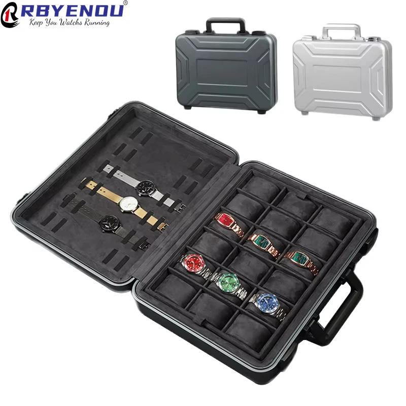 Show Luxury Watch Case with Lock Aluminum Alloy Material Portable Business Suitcase Watches Storage  Organizer Customizable Logo