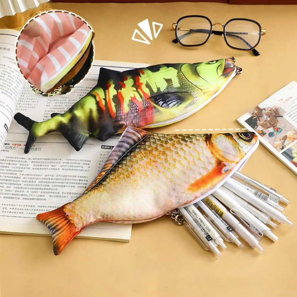 

Многофункциональный карандаш, искусственная ручка большой емкости с забавным рисунком рыбы, сумка для хранения канцелярских принадлежностей
