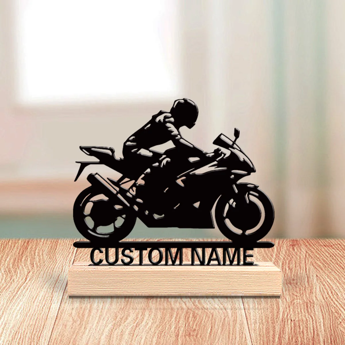1pc Personalized Iron Desktop Ornament Customizable Name With Wooden Base Desktop Decoration That Does Not Require Assembly
