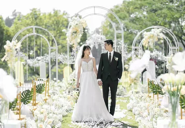 Outdoor Wedding Lawn Floral Arch Flower Display Reception Welcome Billboard Stand Birthday Celebration Balloons Decoration Rack