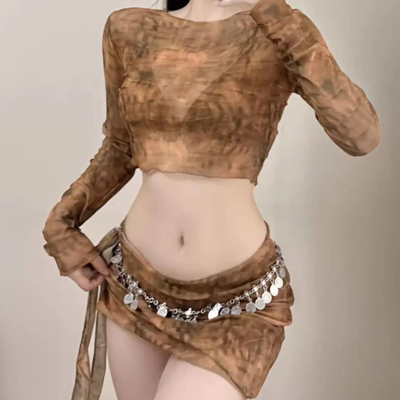 

Women's Bikini Swimsuit 2024 New Four-piece Set Gathered Sexy Separate Swimwear Holiday Thermal Spring Break Nylon Spandex Po...