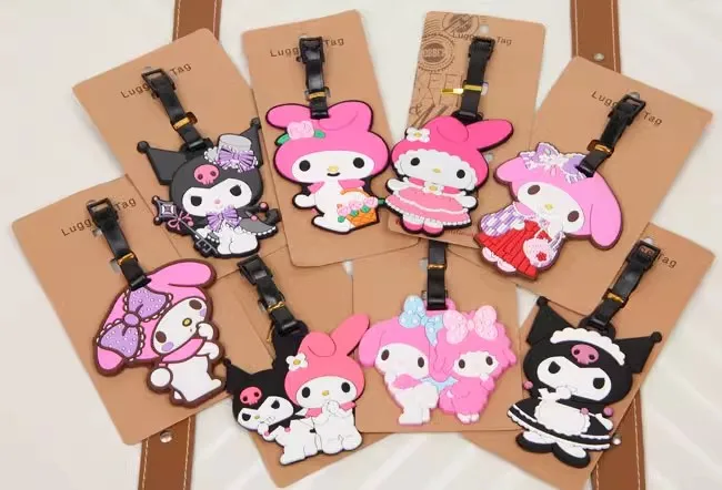 Sanrio My Melody Kuromi My Little Twin Stars Luggage Tag Silica Gel Suitcase Address Holder Baggage Boarding Tag Portable Label