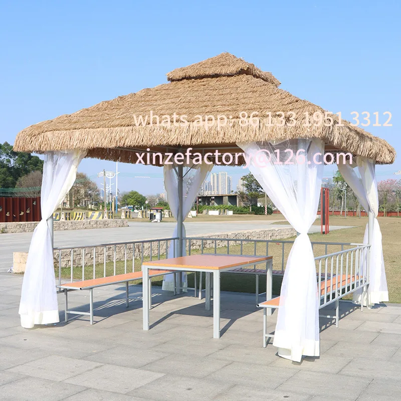 Outdoor gazebo courtyard straw tent Internet celebrity bed and breakfast Rural small courtyard Thatched awning Scenic spot imita