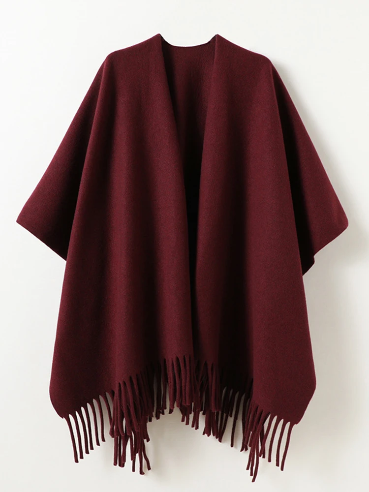 

Зимний женский шарф, многослойное пончо, элегантный женский мужской простой однотонный плащ с кисточками, теплый шарф, Capa Para Mujer, плащ из пашмины, новый