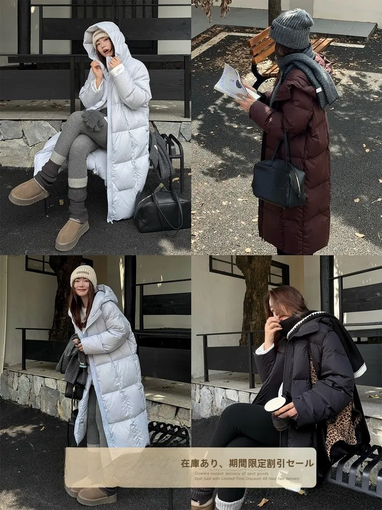 

Женская утепленная куртка-пуховик больших размеров с капюшоном, белая, на утином пуху, теплая, повседневная, свободного кроя, модная зимняя верхняя одежда для женщин