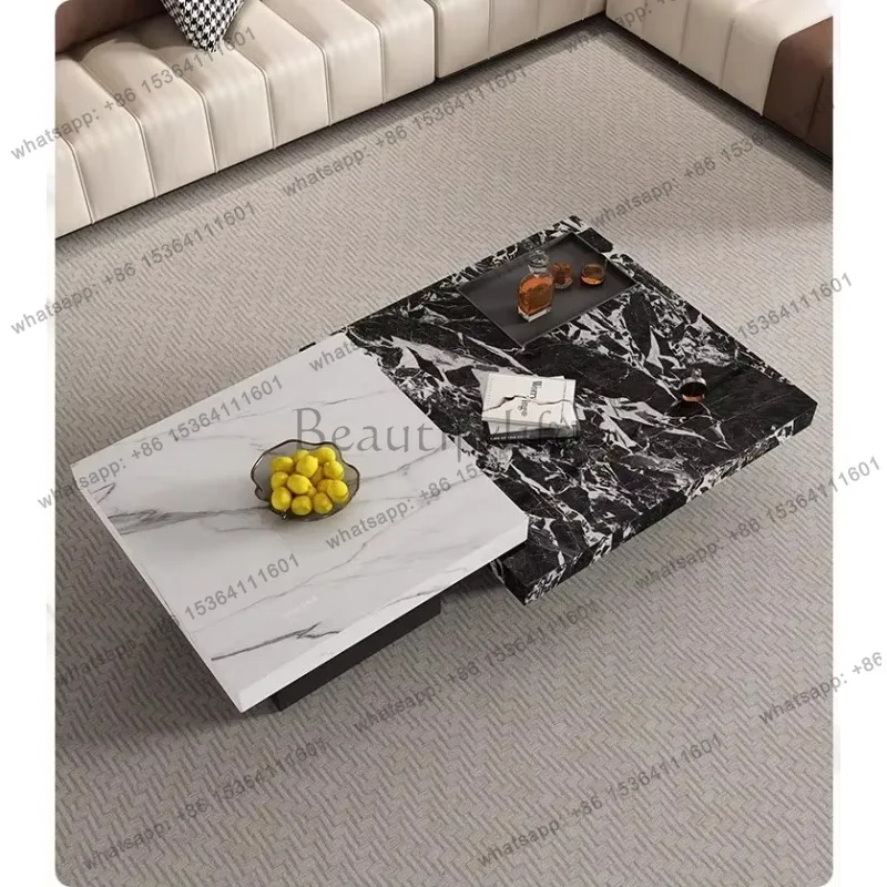 YJ Modern Luxury Coffee Table Trendy Premium Marble Bedroom Coffee Table Living Room Minimalist Table De Salon Home Furniture