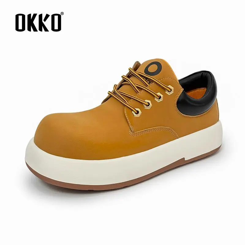 2025 أزياء الرجال القبيح لطيف كبير مصقول وقديم براون جلد غير رسمي المرأة الارتفاع زيادة أحذية بوت قصيرة