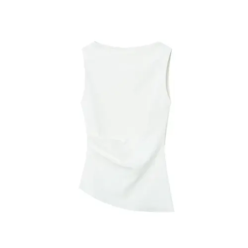 Imagen 2 del producto RARA2025, novedad de verano, camiseta informal sin mangas con cuello redondo para mujer, ajustada, versátil, plisada, asimétrica, con cuello barco