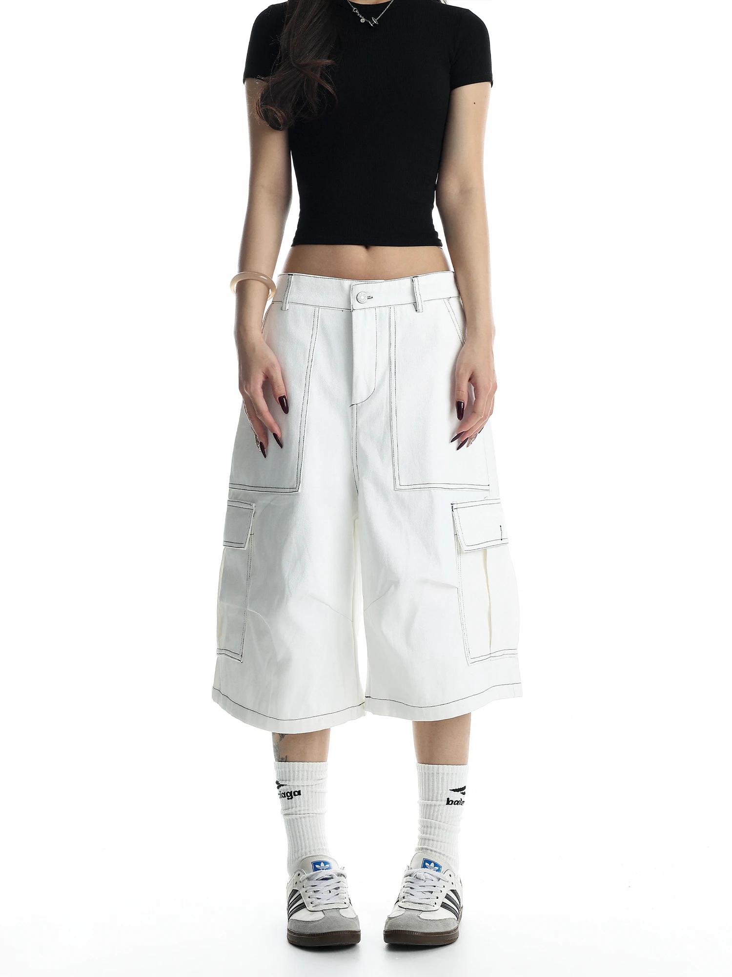 Jaqueta Desconstruída com Design Retrô Americano, Calças de Perna Larga com Bolsos andes, Jeans Casuais sex de Crime...