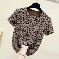 2024 Summer Elegant Fashion Harajuku Slim Fit Tops Loose Sport Casual All Match T-shirts O Neck Printed Short Sleeve Tshirts
