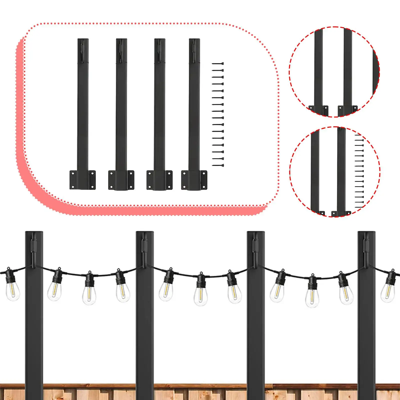 

4x Light Poles Outdoor Light Pole Iron,Pole Stand,Lighting Stand for Deck Christmas Party Decor Wedding Patio