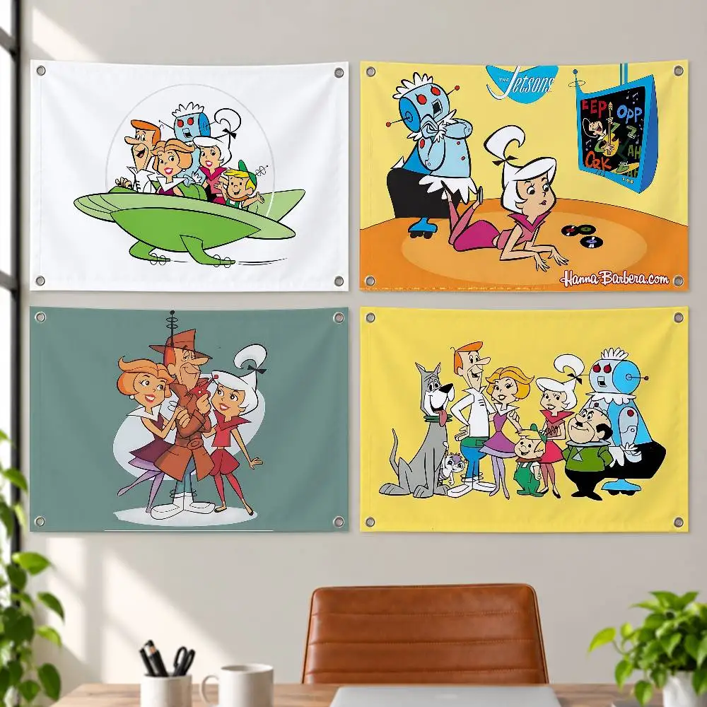 Animated Series The Jetsons Aesthetic Wall Tapestry Flag Printed Wall Hanging Living Room Party Outdoor Decor