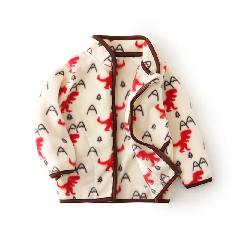 Zeebread New Arrival Boys Girls Fleece Jackets Zipper Animals Print Plus Velvet Thickening Polar Fleece Children Collar Jacket