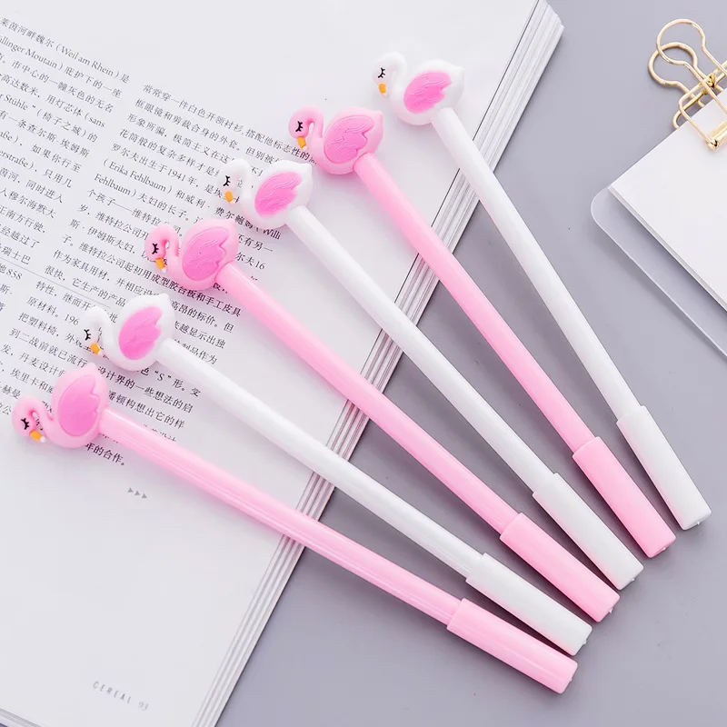 1 Pcs Creative Flamingo Swan Gel Pen Signature Pen Escolar Papelaria School Office Supply Promotional Gift stationery office sup