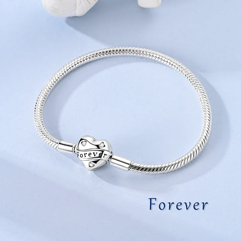 رائعة 925 الفضة الأصلي سوار القلب سلتيك ثعبان سلسلة الأبدية الحب سوار سوار المرأة هدية مجوهرات الإكسسوار #3
