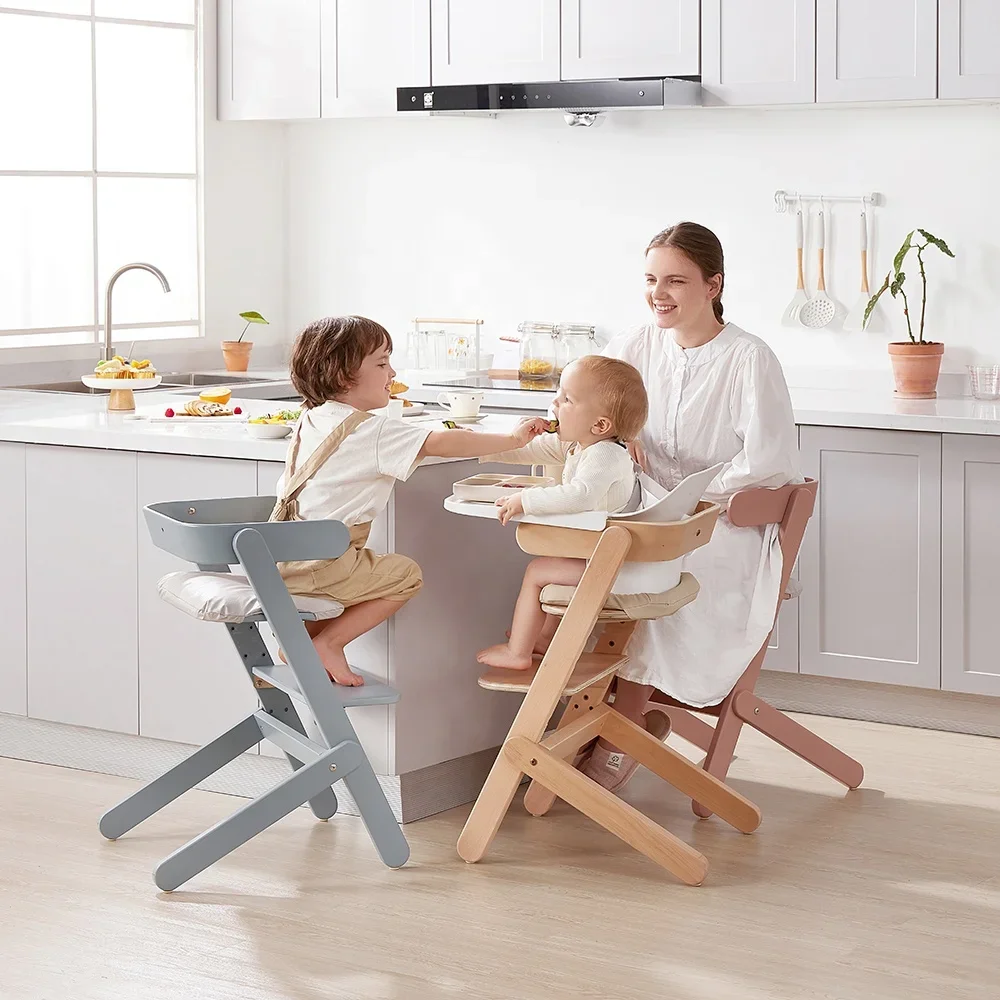 Wooden Baby Feeding High Chair Adjustable 3 In 1 Baby Highchair