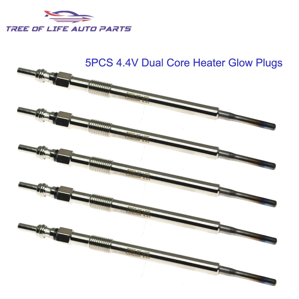 5PCS 4.4V Dual Core Heater Glow Plugs For VOLVO V70 II (SW) III (BW) V60 I C30 C70 II Cabriolet 2.4 D D5 12640384 0250403001