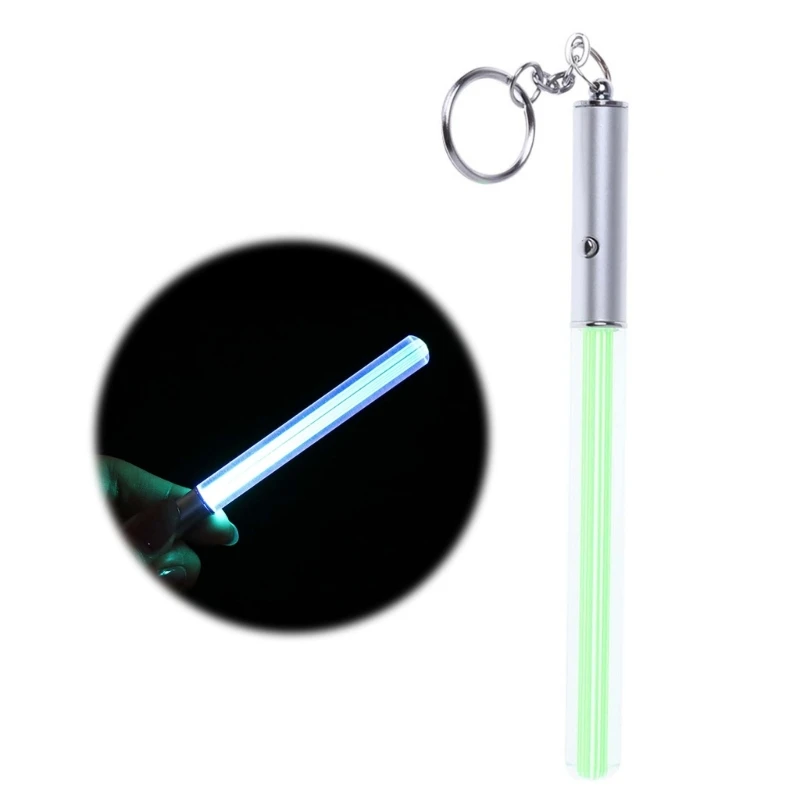 Mini Lightsaber Keyring Party Clubs Light Keychain Reusable Glowing Light Up Decor for Key Bag Adult Kids