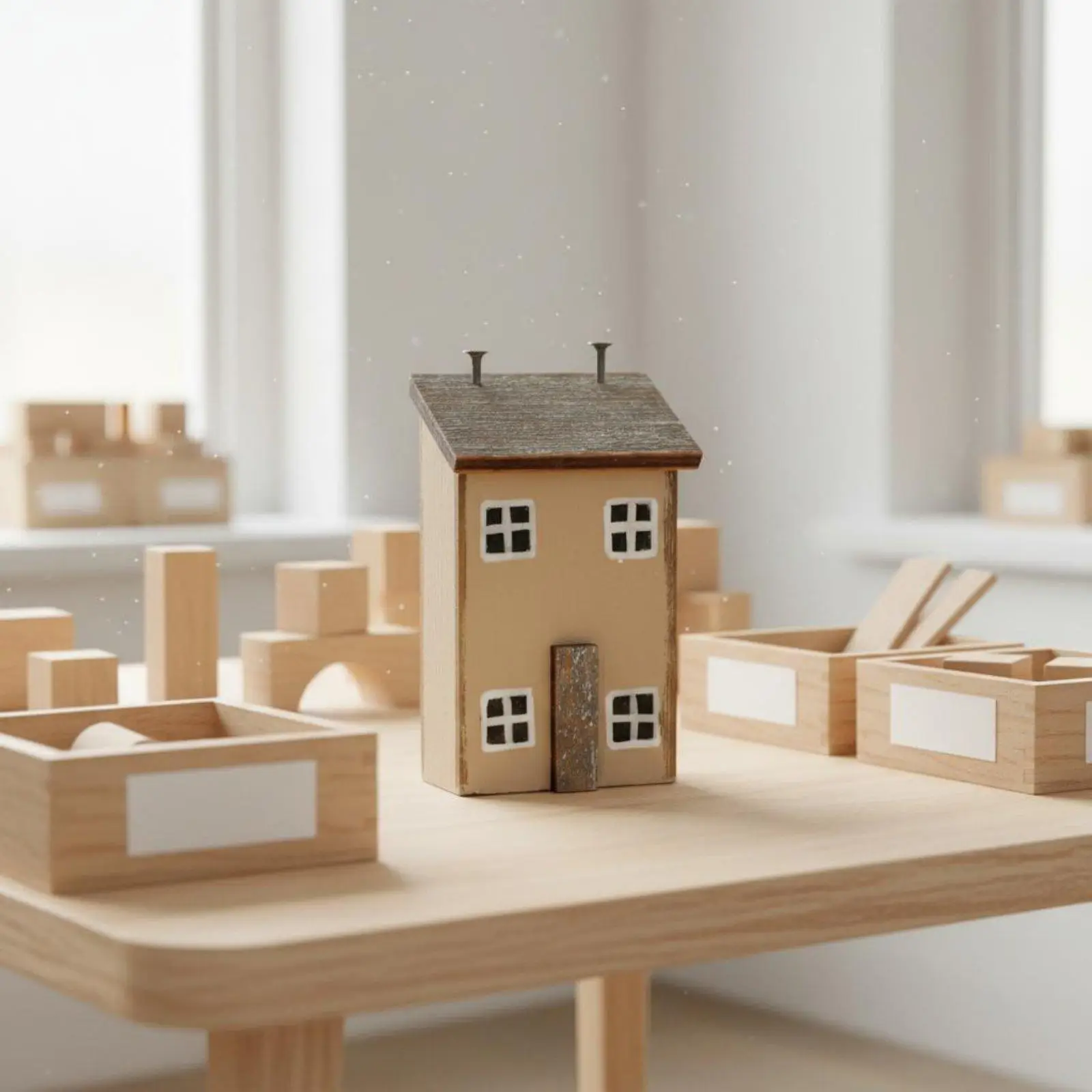 Wooden House Ornament Creative DIY Small Wooden House Decor Handmade for Kids, Crafters, Desktop, Fairy Garden, Classroom