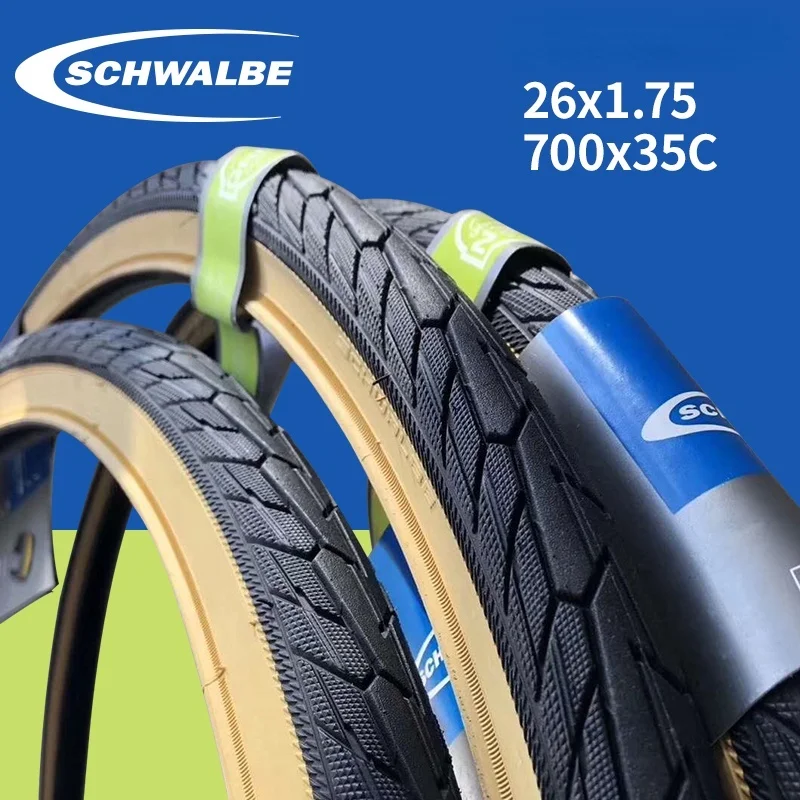 SCHWALBE Mountain Bike Tire 26*1.75 700 * 35C Yellow Side Tire Road MTB Tire Retro Tire