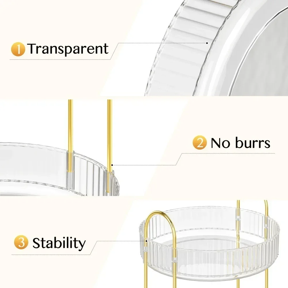2 Tier 360 Degree Rotating Makeup Organizer Large Capacity Clear Acrylic Perfume Skincare Cosmetics Storage Rack for Vanity Countertop Bathroom Dresser,Spinning Lazy Susan Beauty Organizer Display Stand with Gold Frame,Gift for Women Girls gallery 5