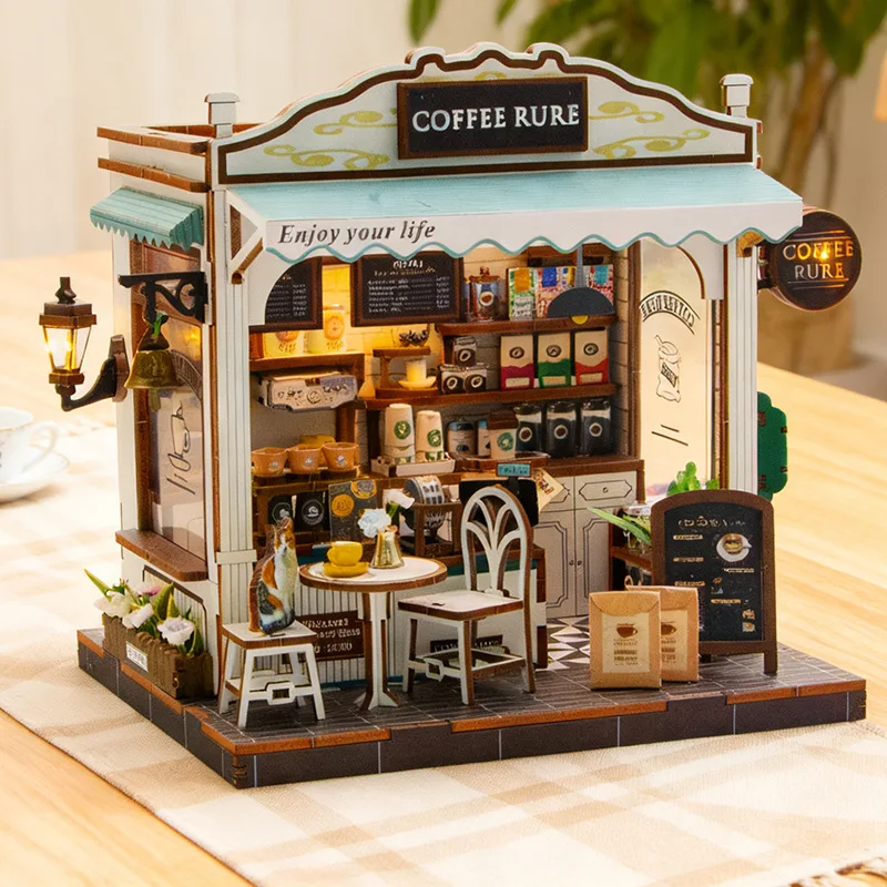 

Настольный деревянный конструктор-домик ручной работы, креативная модель дома для самостоятельной сборки, миниатюрный декор для создания сцен.