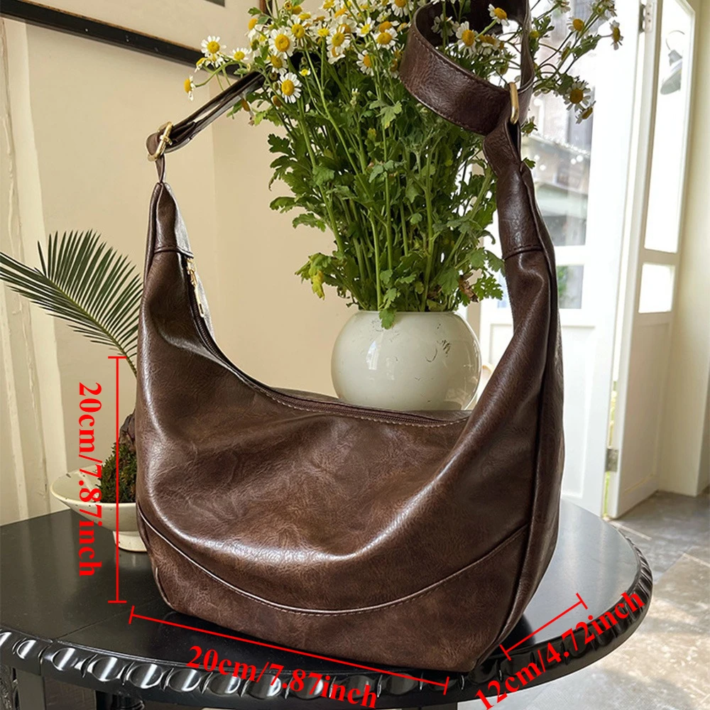 Retro Melad Crossbody Bag, Women's Korean Fashion Handbag, PU Leather Simple Large Capacity Shoulder Bag for Daily Commuting - view 5