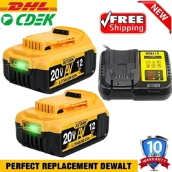 8000/12000mAh 18V/20V for Dewalt Power Tool Battery for DCB180 DCB181 DCB182 DCB201 DCB201-2 DCB200 DCB200-2 DCB204-2