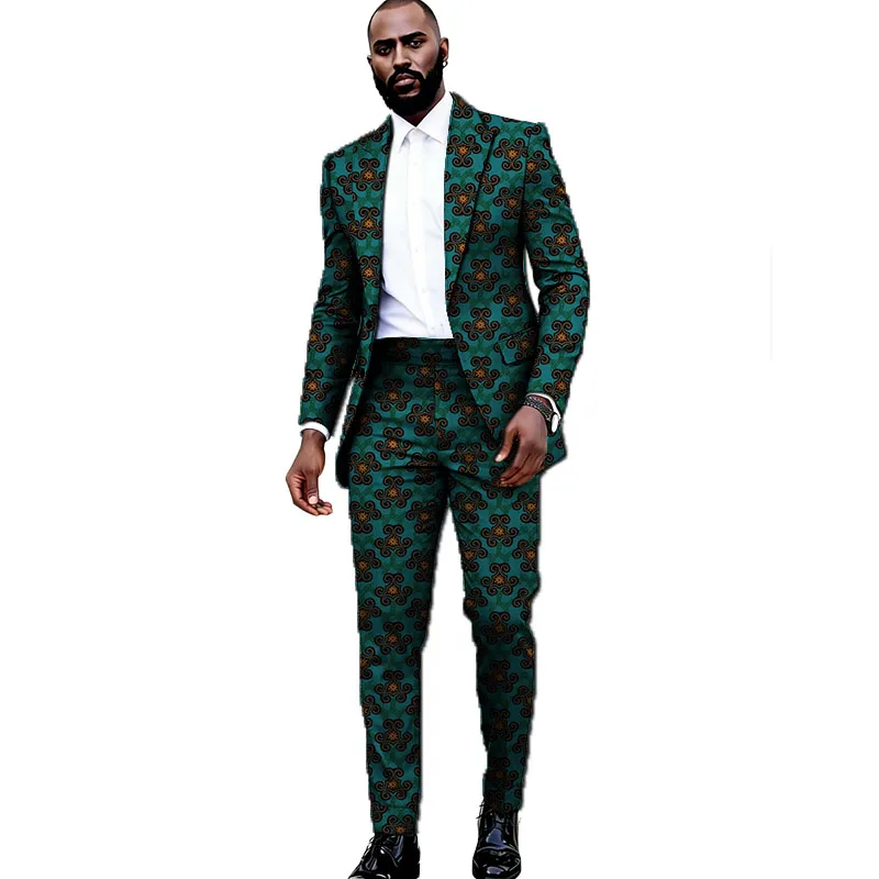 Retro Pattern Design Wax Print Men's Blazer And Pants Set African Couture Wedding Party Wear Male Ankara Outfit Customized