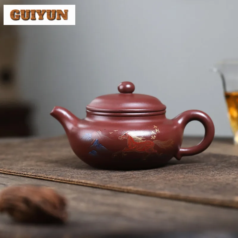 

320 мл Элегантный чайник Исин из фиолетовой глины, горшок ручной работы, чайник из необработанной руды, фиолетовая грязь с фильтром, китайский чайный сервиз Zisha, ремесло