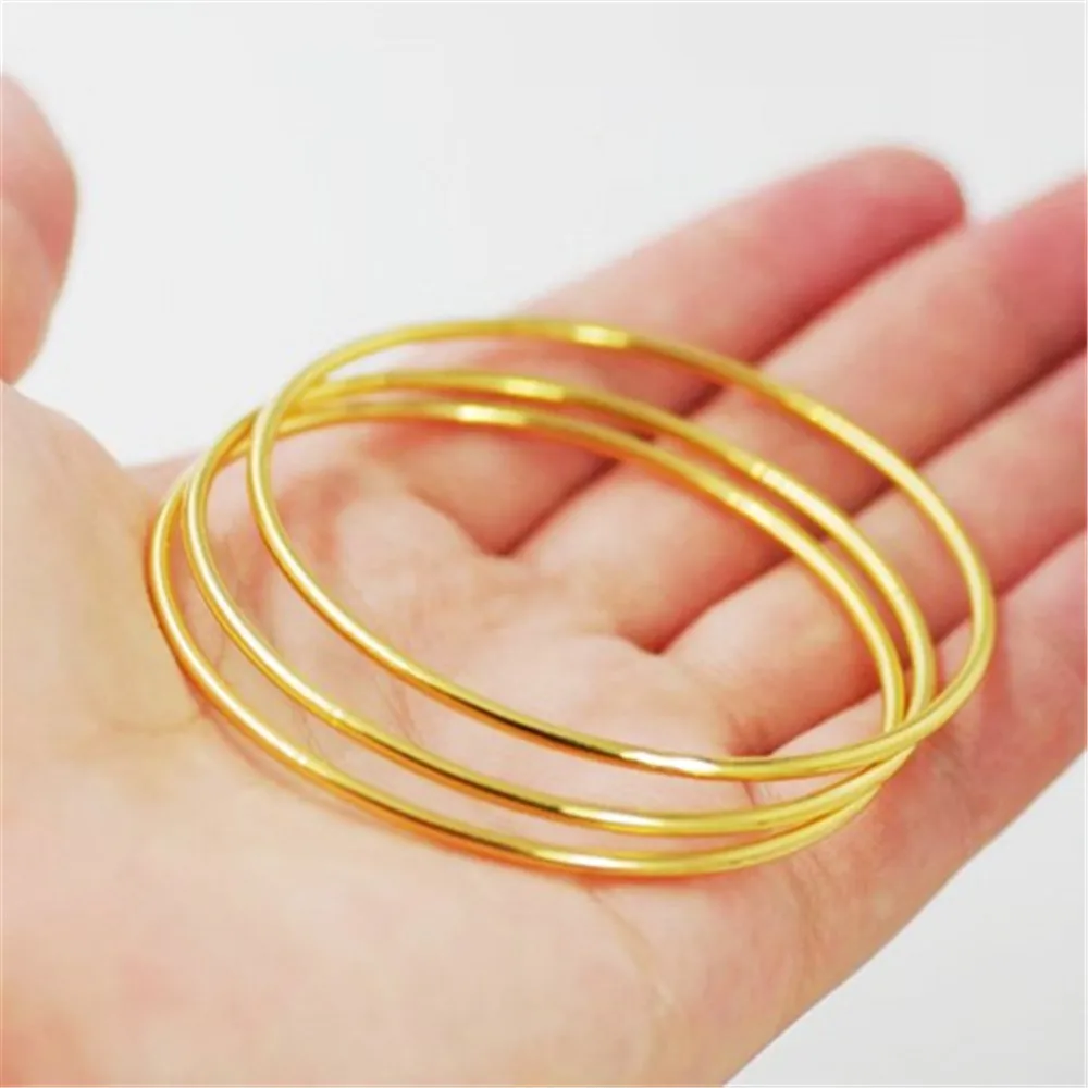 Copper Fashion Gold Color Round Band Bangles For Women Cuff Muslim Bracelet On Hand Drop Ship Trendy Jewelry Accessorise