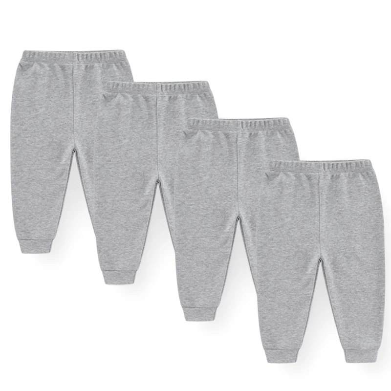 4Pcs/lots Infant Trousers Baby Boys Leggings Elastic Waist Solid Cotton Newborn Baby Girls Pants Spring Kids Clothing 0-24M