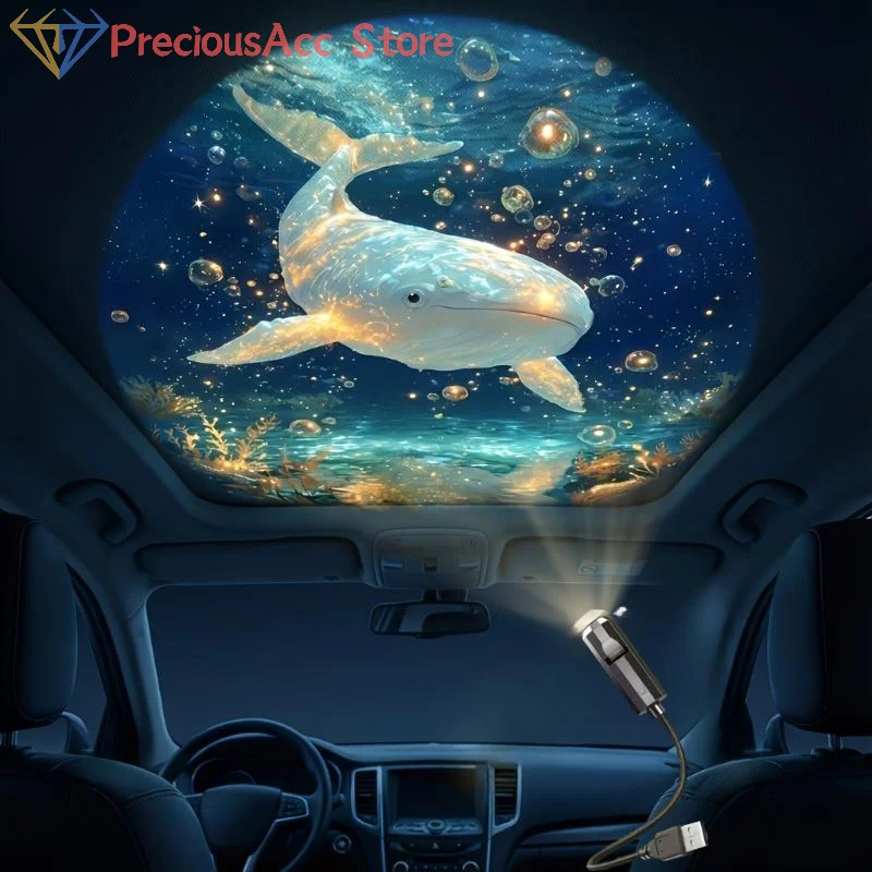 LED USB Ocean Projector Lamp 8 Marine Life Film Panels for Ceiling Wall Bedroom Night Light Kids Room Decorative Atmosphere