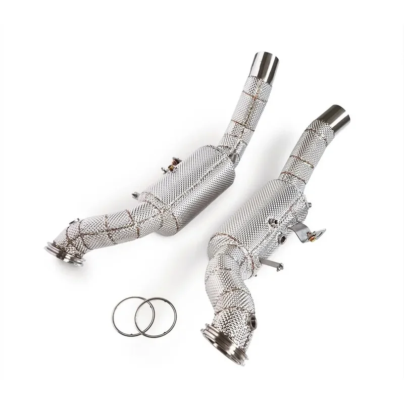 SS304 High Flow Downpipe with Heat Shield for Maserati Levante 2020-2023 3.0T V6 Direct Racing Header Exhaust Pipe Upgrade Kit