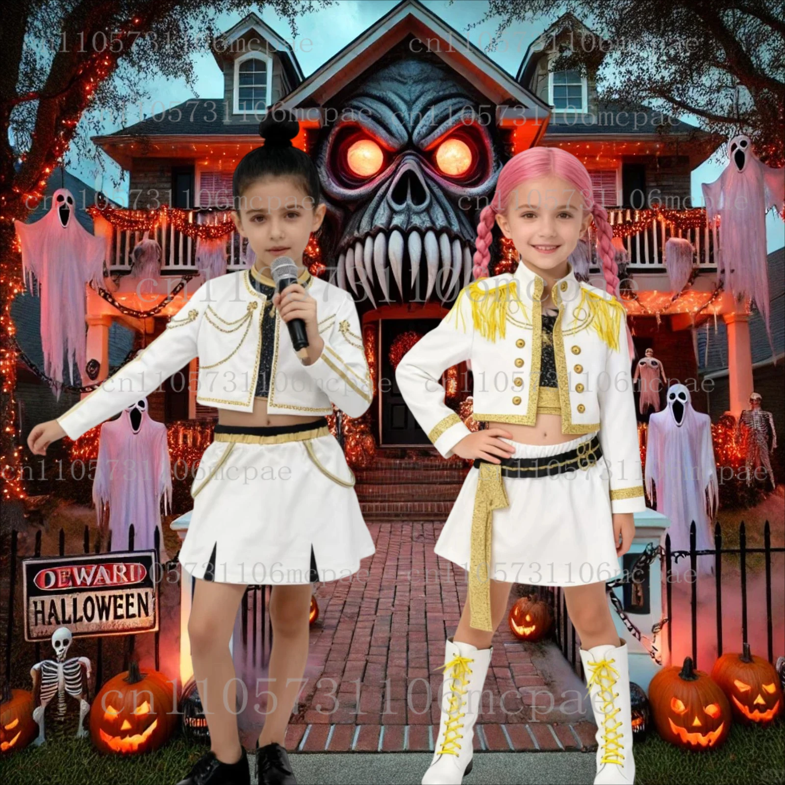 

Child Rumi Mira Zoey cosplay KPop Devil Hunter girl stage costume KPop Huntrix gold costume Children's Halloween party costume