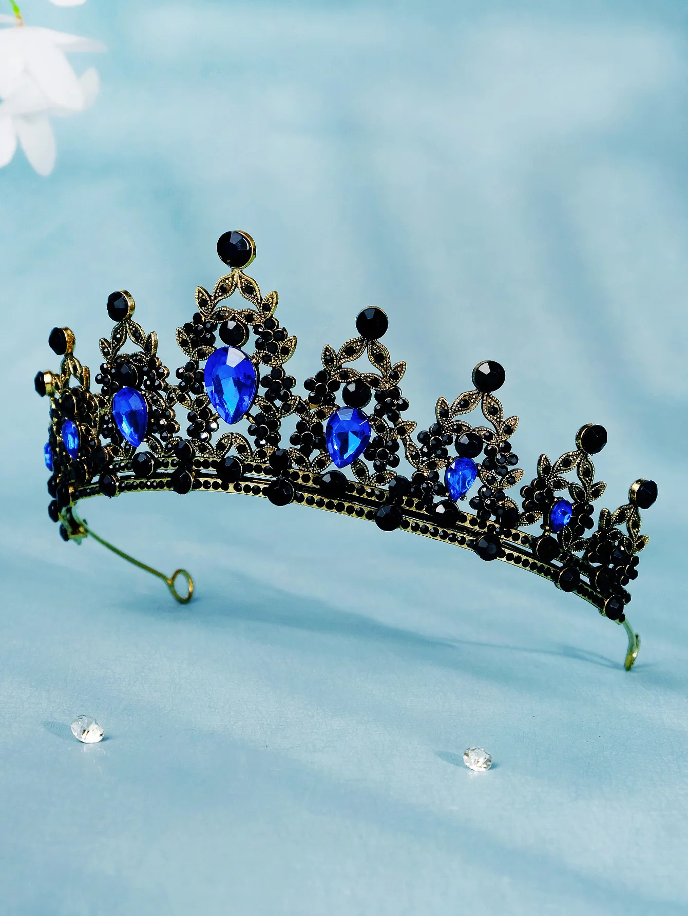 Mode Schwarz Kristall Haar Krone für Frauen Haar Zubehör Prom Gold Farbe Tiaras und Kronen Braut Haar Schmuck Geschenke – Detail 27