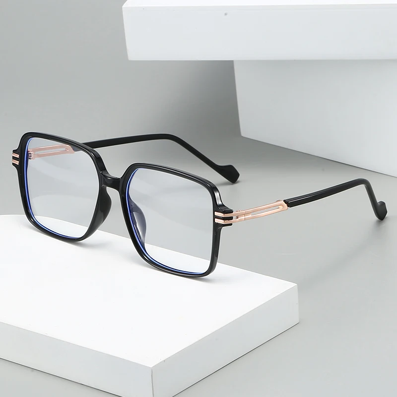 2 قطعة نظارات نسائية عتيقة مضادة للضوء الأزرق إطار معدني كبير الحجم نظارات مربعة الاتجاه نظارات الكمبيوتر البصرية #3