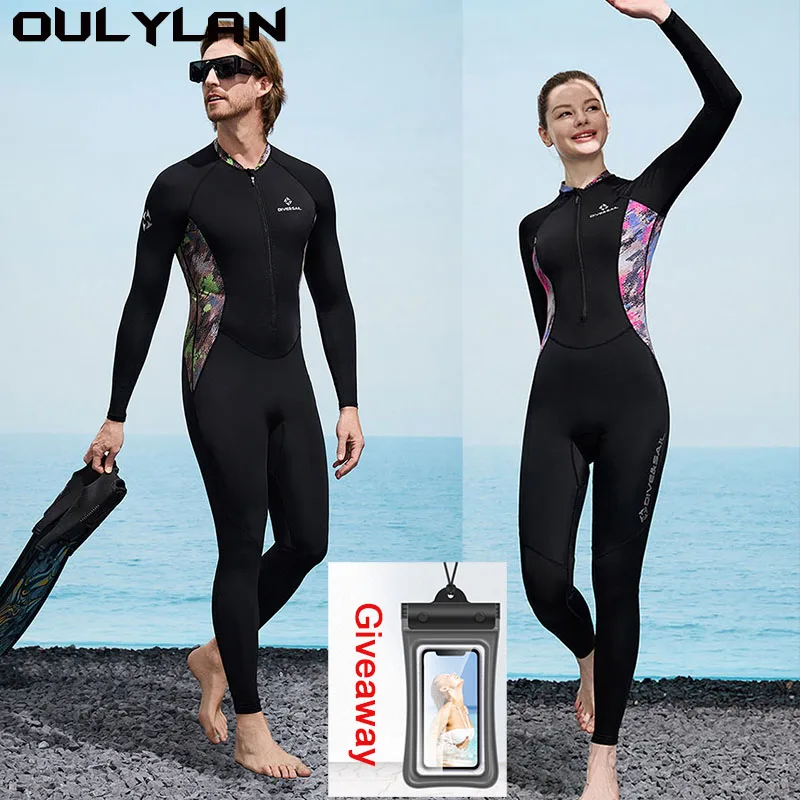 

Oulylan One Piece Swimming Snorkeling Body Suit Full Body Dive Skins Wetsuit Swimsuit Sun UV Protection Long Sleeve